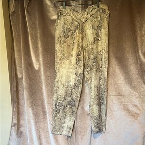 White House Black Market Printed Paperbag Tapered Ankle Snakeskin Pants Size 14